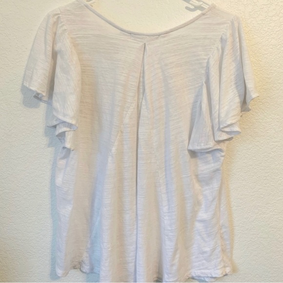 Anthropologie Ruffle Sleeve White Size S/P - Picture 3 of 4
